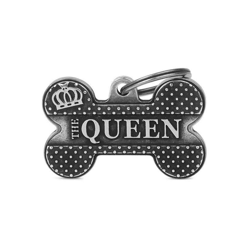 MyFamily Bronx Bone Queen Antique Silver Engraved Tag