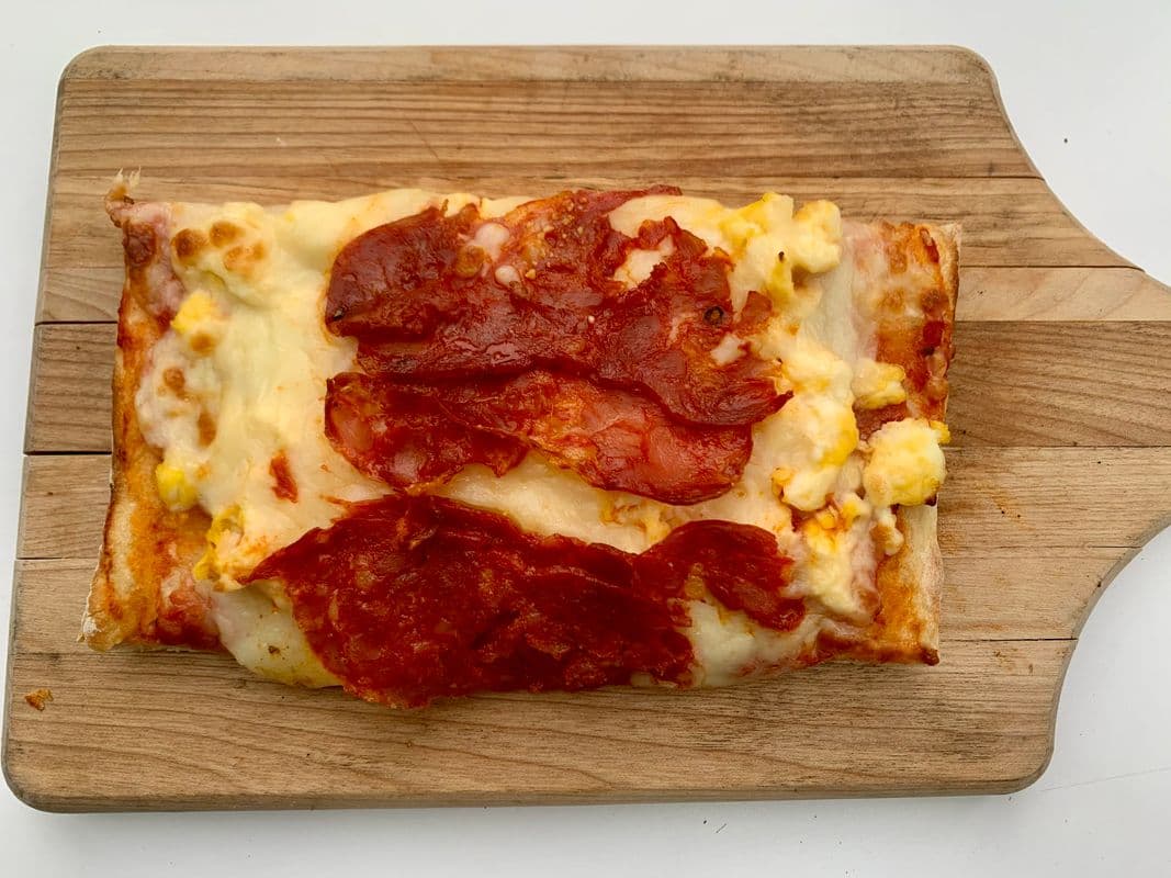 Breakfast Pizza Soppressata and Scrambled Eggs
