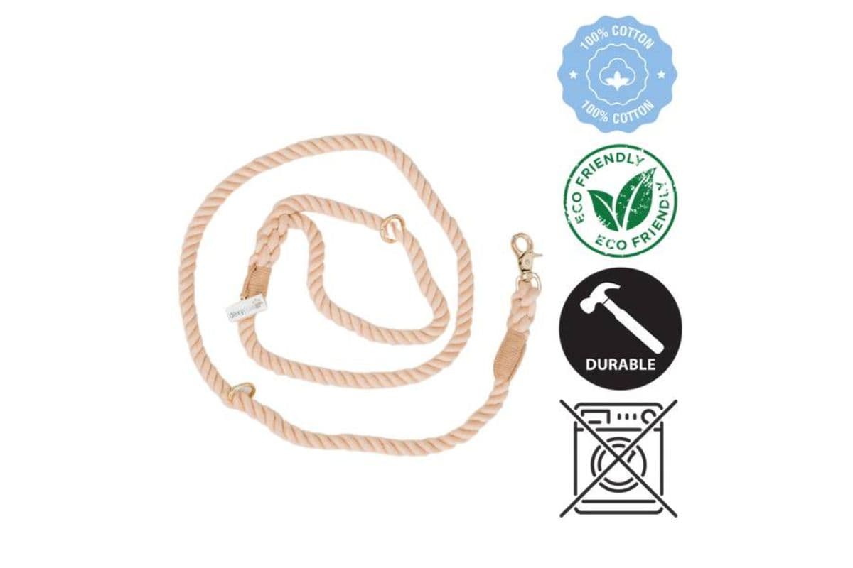 Dexypaws Hands Free Cotton Dog Leash Beige
