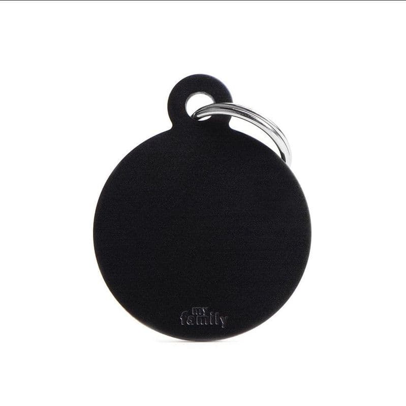 MyFamily Black Round Aluminum Engraved Tag