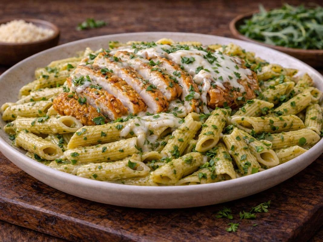 Vegan Pesto Chick'n Penne Pasta