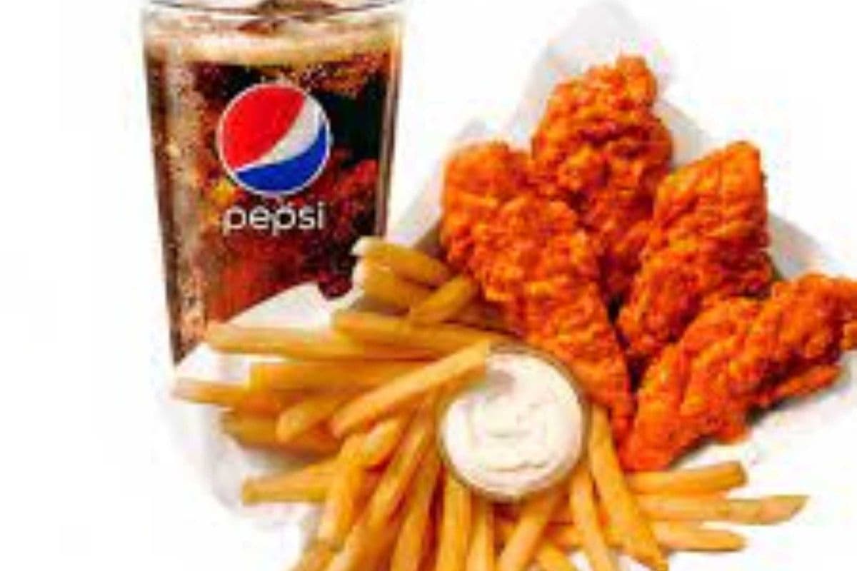 Buffalo Glazed Sauced & Tossed Chicken Strip Basket with Drink