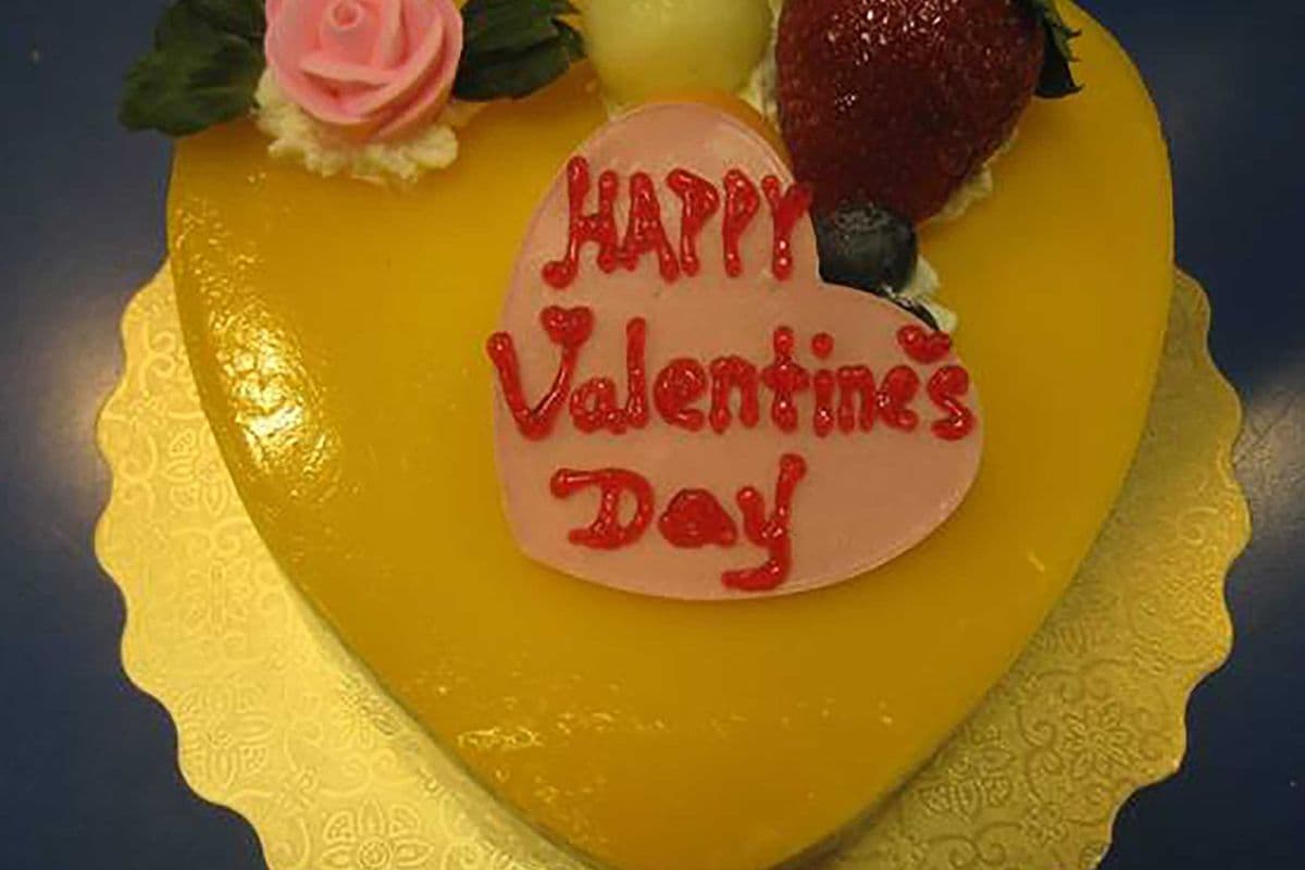 6" Heart Shaped Mango Mousse Cake