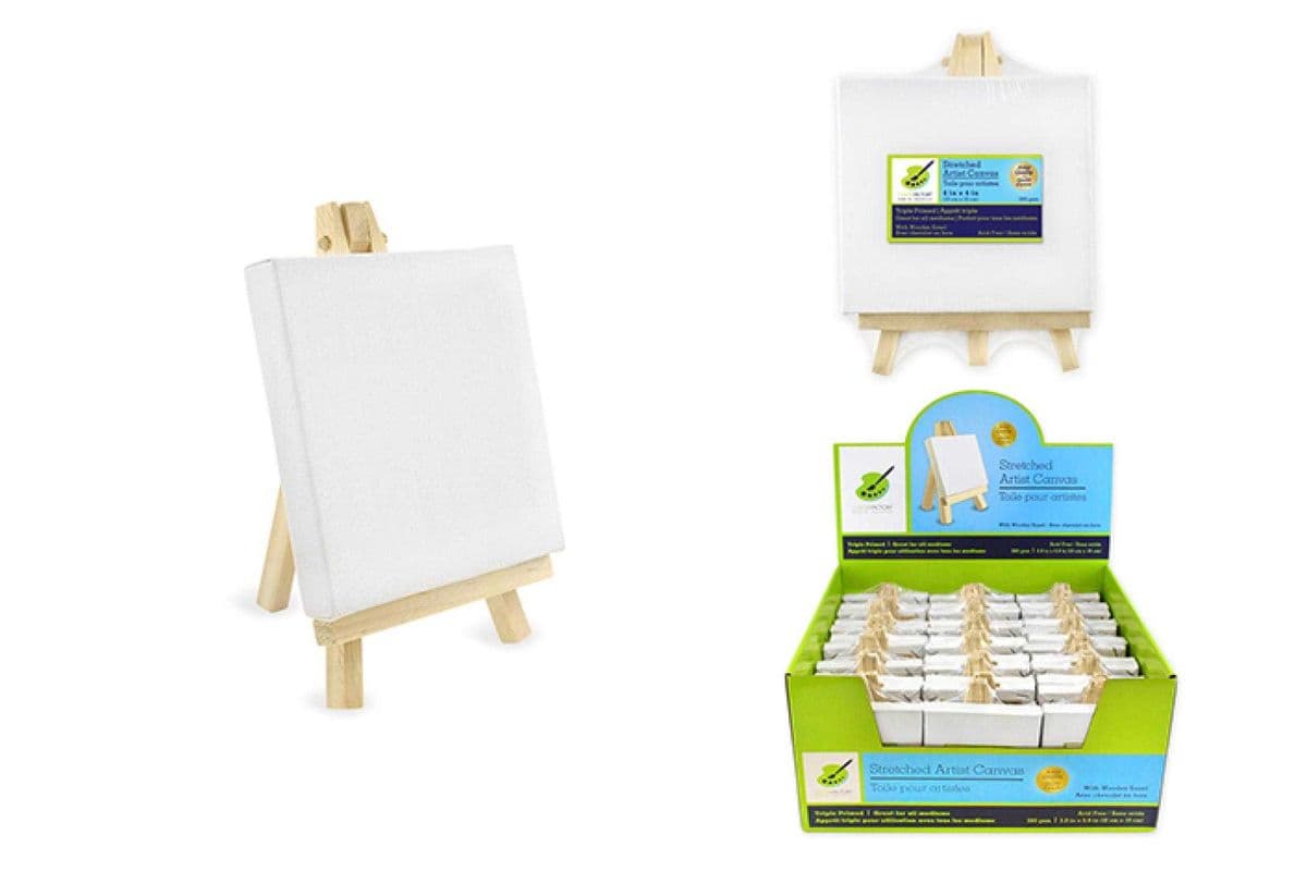 Stretch Canvas on Wooden Easel: 3.94"x3.94" [CP602] (10x10 cm)