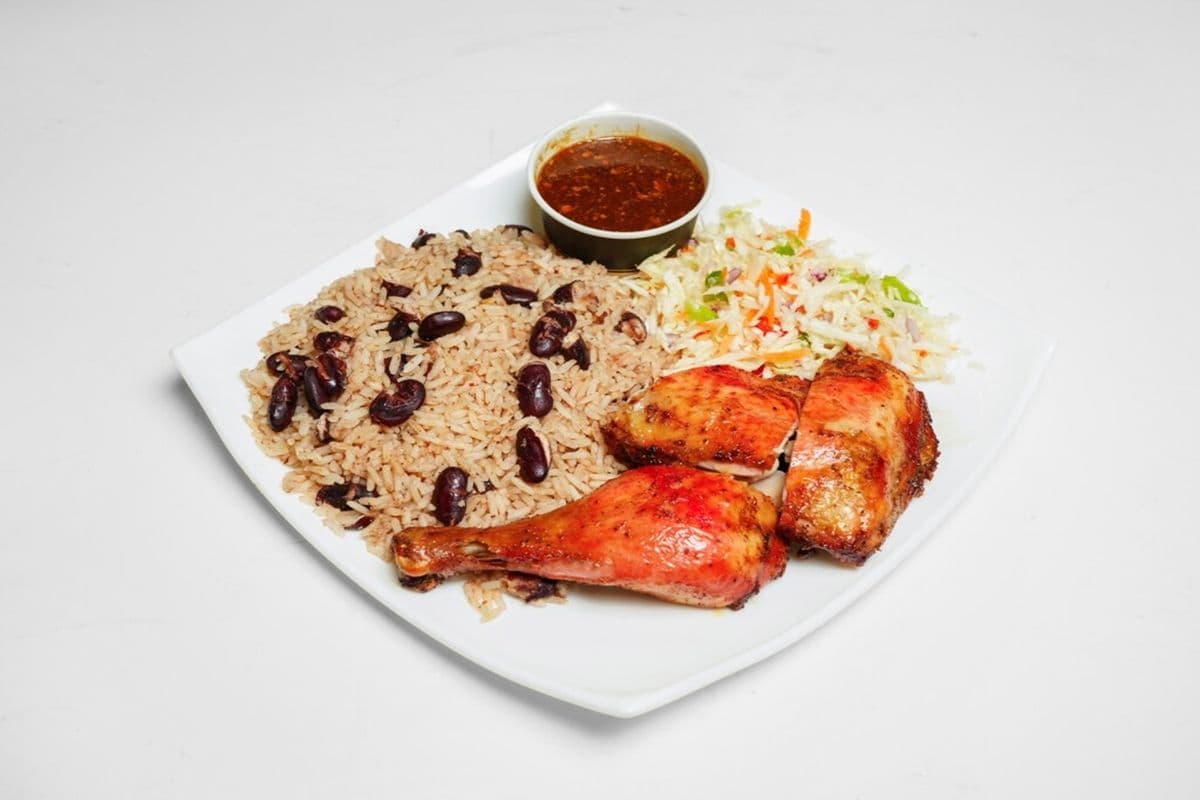 Fry Chicken Rice and Peas