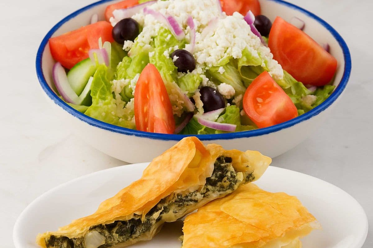 NEW - Flaky Spinach & Feta Pie + Greek Salad