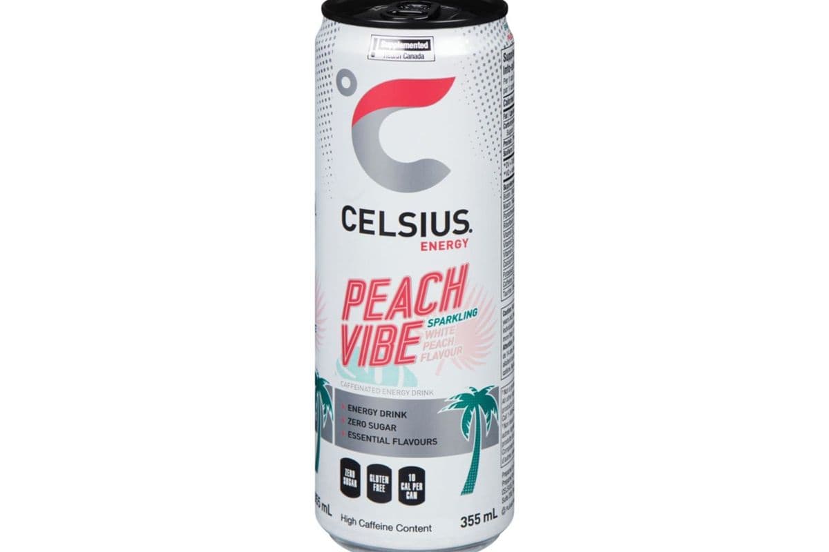 Celsius Zero Sugar White Peach Energy Drink (355 mL)