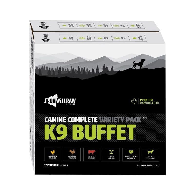 Iron Will Raw K9 Buffet Canine Complete Dinner 12 x 1 Lb