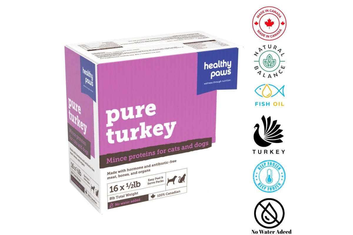 Healthy Paws Pure Mince Turkey and Organ Raw Food (0.5 lb)