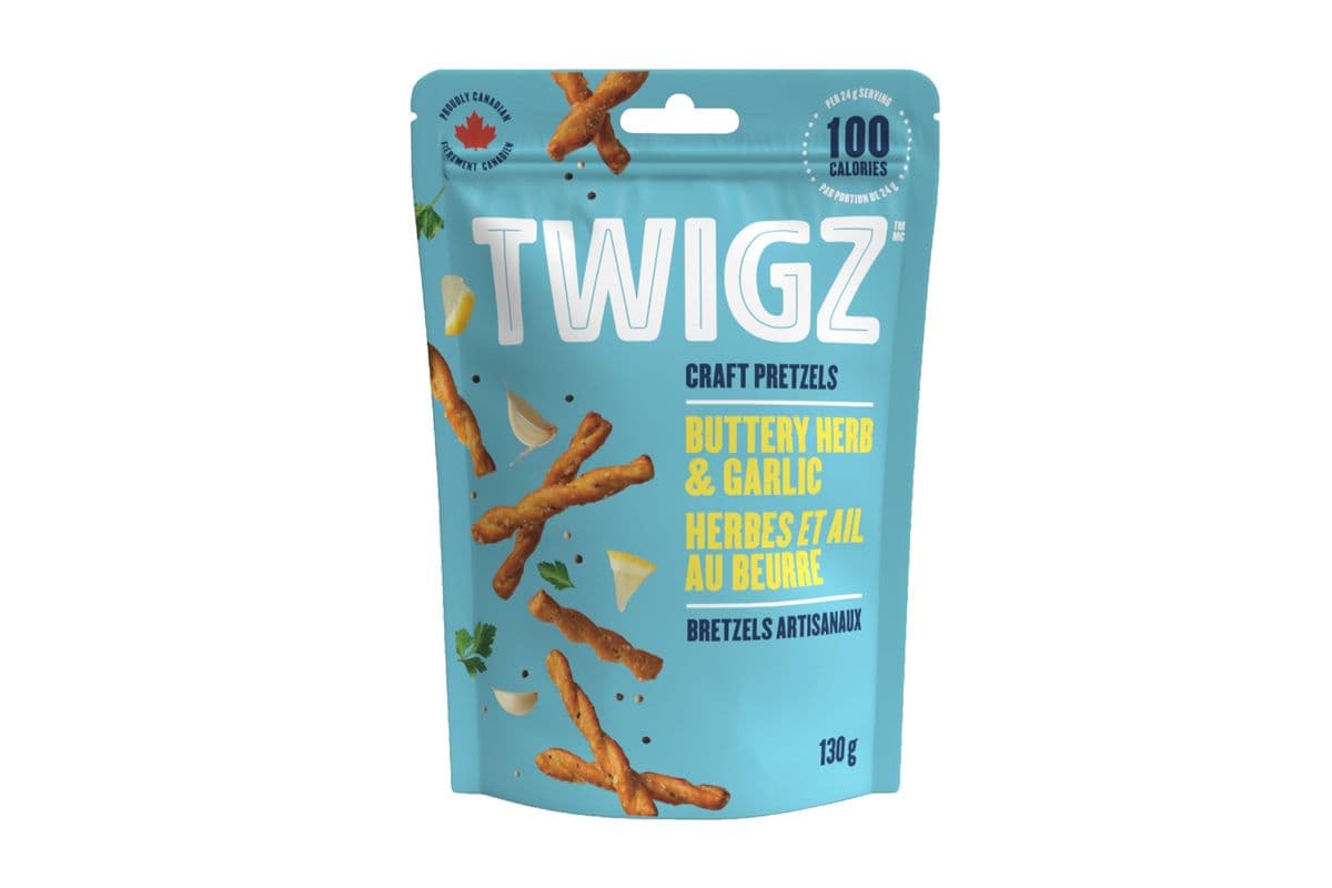 Twigz pretzels herbes et ail au beurre (130g) 77838 / Twigz Pretzels Buttery Herb & Garlic (130g) 77838