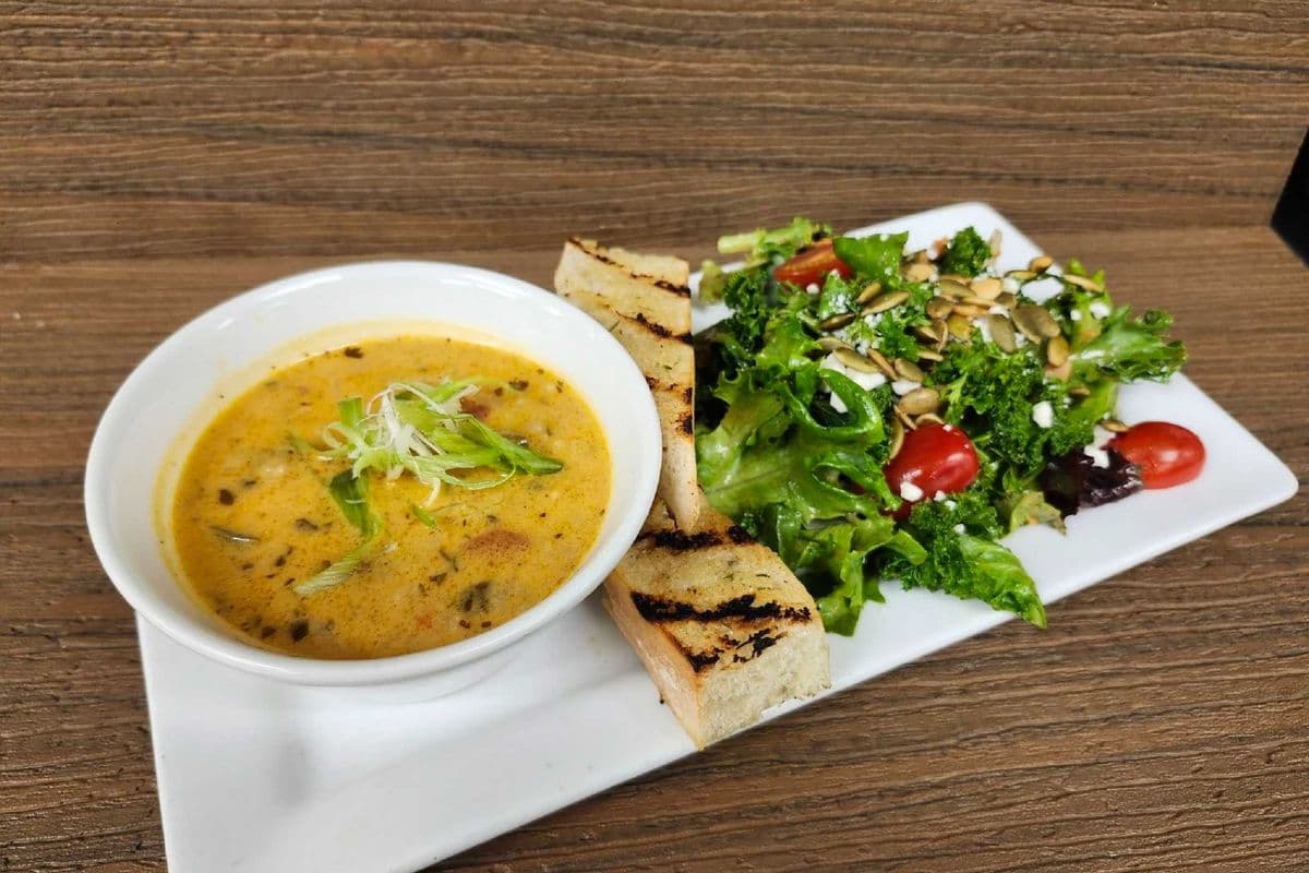 Soup, Salad, and Garlic Toast