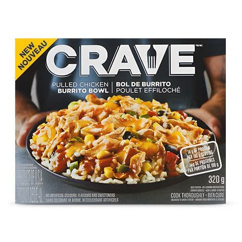 CRAVE Pulled Chicken Burrito Bowl Frozen Meal 320g