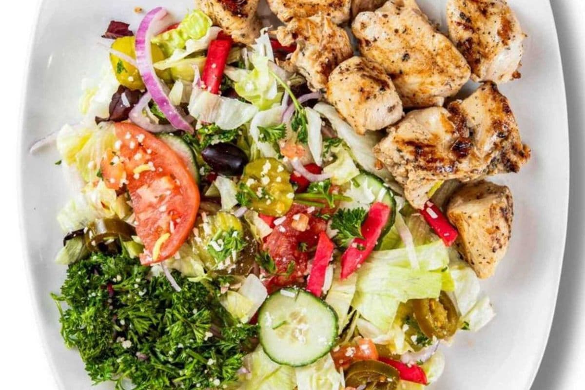 Souvlaki Salad (1 Skewer)