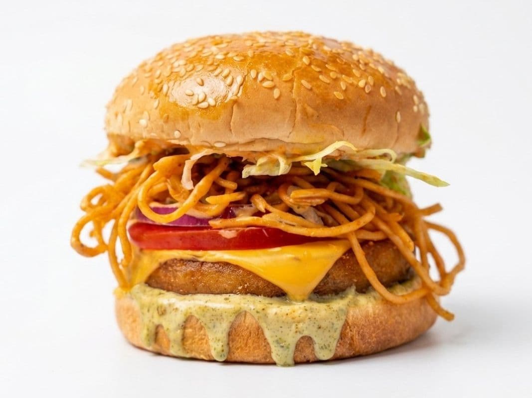 Aloo Tikki Noodle Burger
