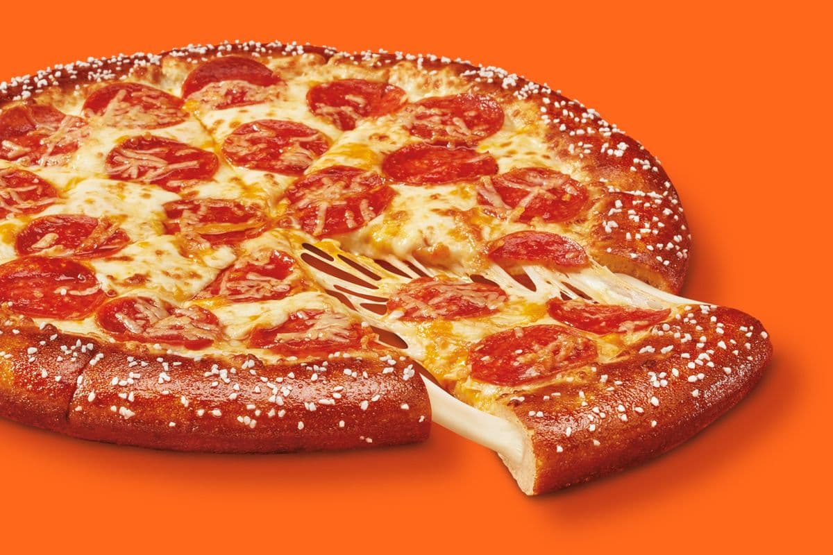 Medium Stuffed Pretzel Crust Pepperoni made with Cheese Sauce