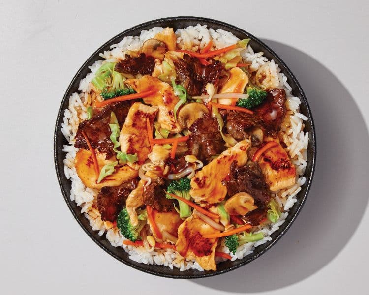Teppanyaki au poulet et au bœuf avec riz
