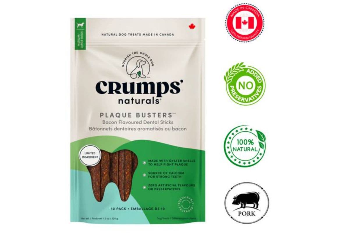 Crumps' Natural - Plaque Busters Bacon Dental Sticks Dog Treats - 270 Grams