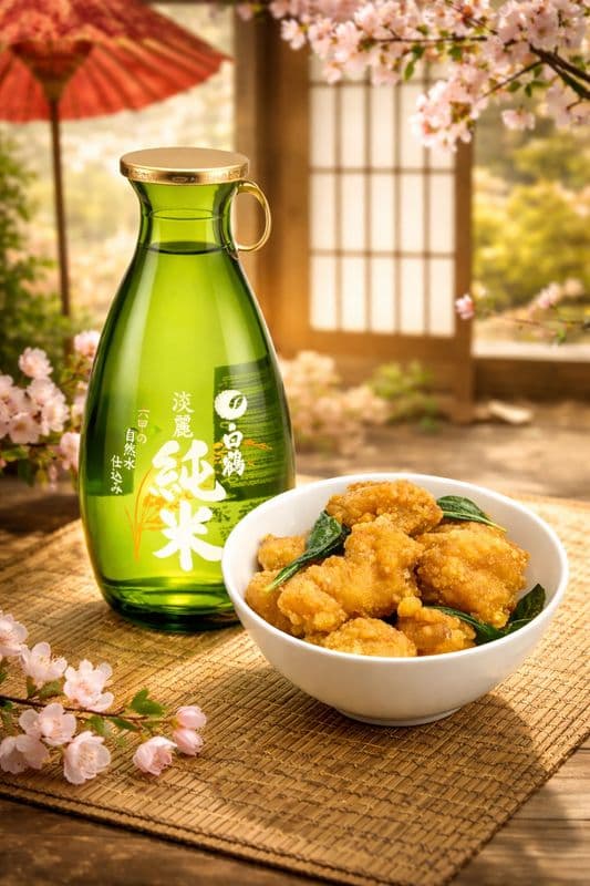 Hakutsuru Tan Rei Junmai Accord Sélectionné · Poulet Popcorn / Hakutsuru Tan Rei Junmai Thoughtfully Paired · Chicken Popcorn