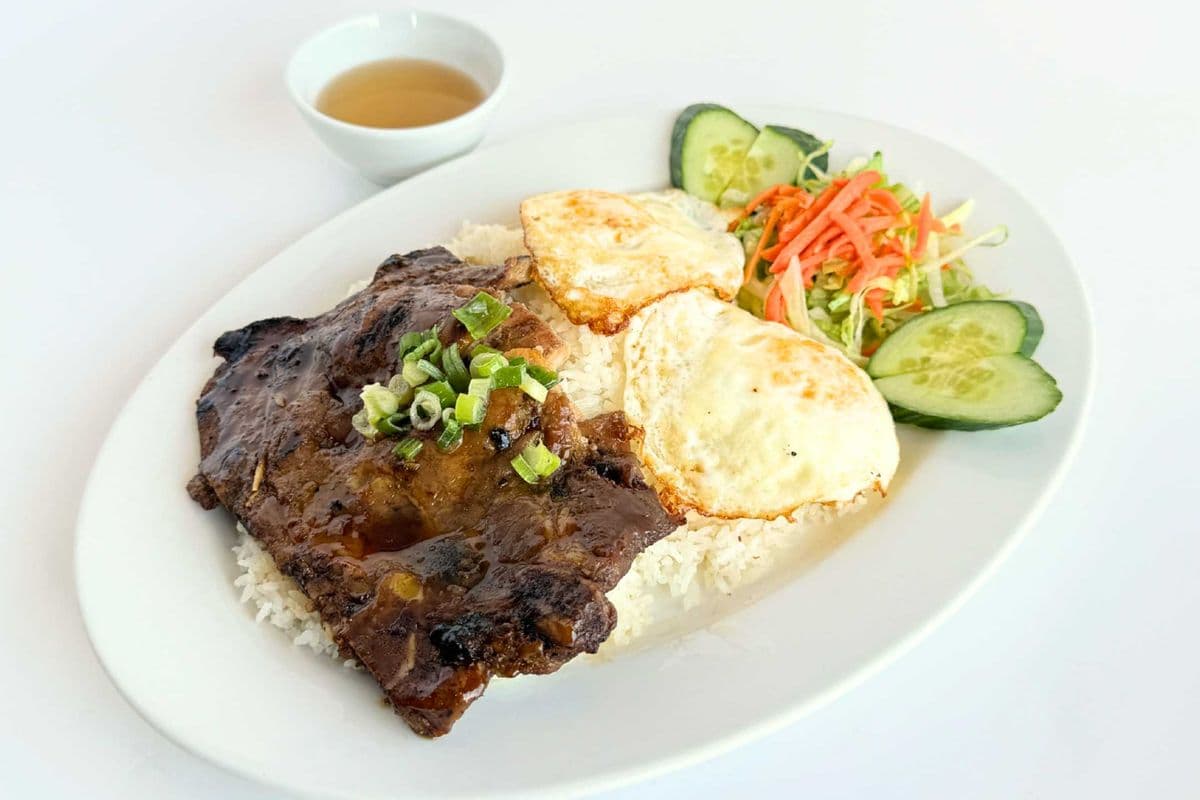 29. Grilled Pork Chop and Fried Egg on Rice