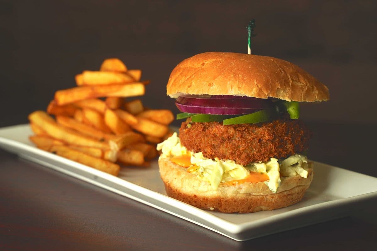 Veg Cheese Burger with Fries