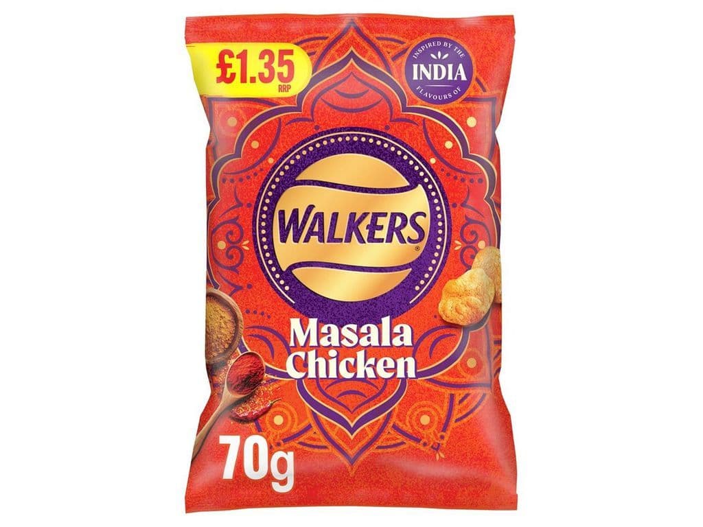 Walkers Masala Chicken Spiced Potato Crisps UK 70g Indian Inspired Chips