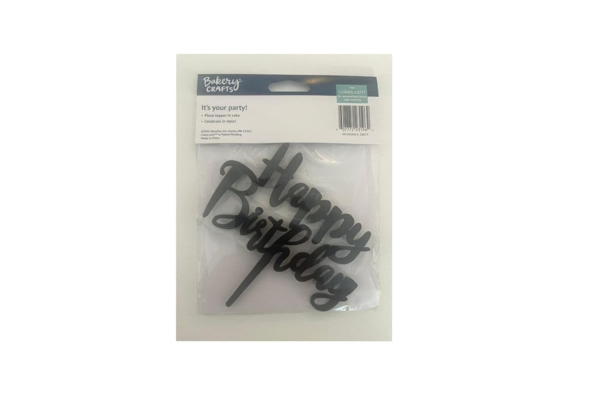 "Happy Birthday" Topper Black