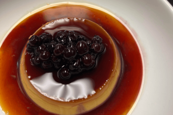 Coconut Flan and ground cherry