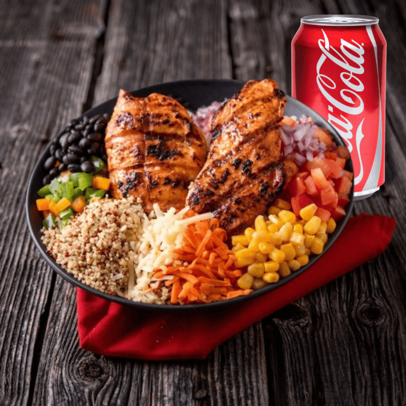 Duo Piri Bol 1 Suprême de poulet (poitrine) avec Boisson 355 ml / DUO Chicken 1 Supreme (Breast) Piri Bowl with 355ml Drink