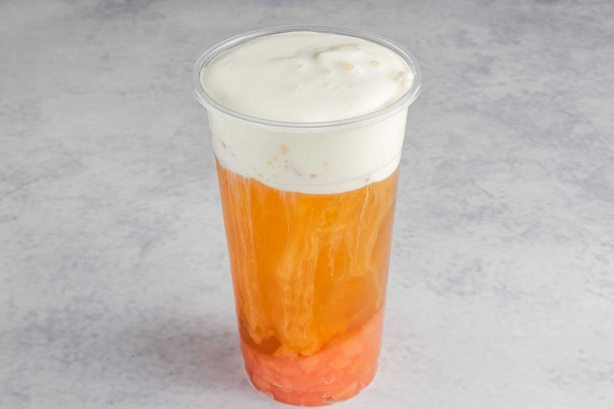 Peach Fruit Tea With Cream Foam