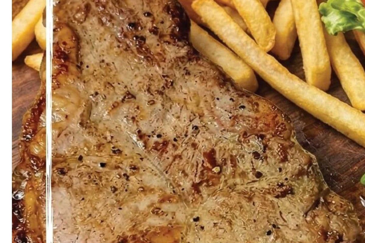 Steak with Fried Bread, Salad and Gravy