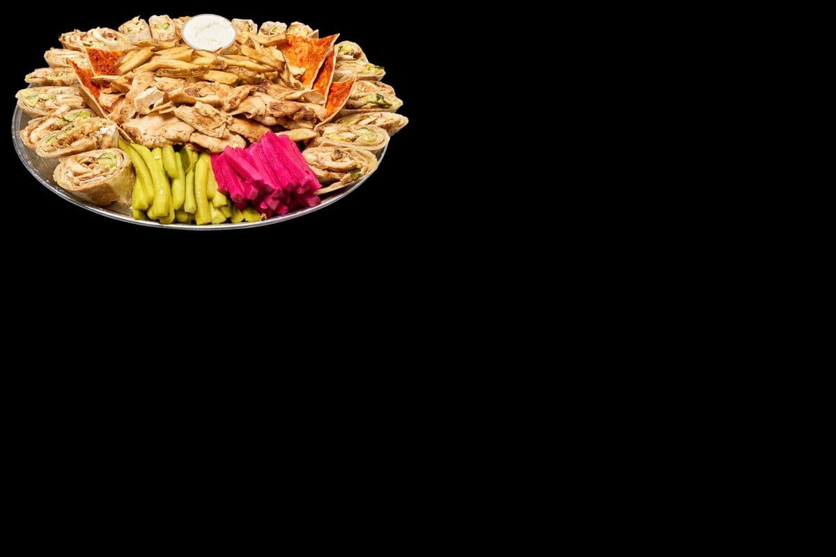 1/2 beef & 1/2 chicken shawarma SAJ platter