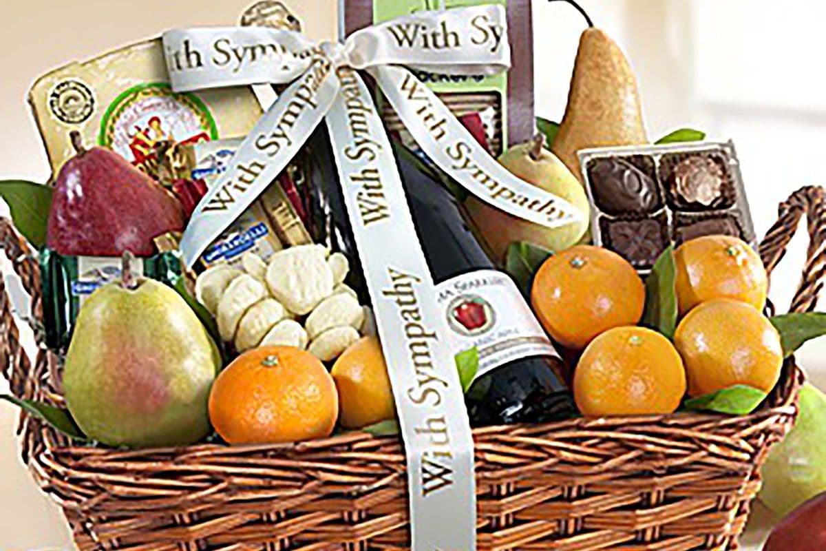 With Sympathy And Love Gourmet Fruit Gift Basket