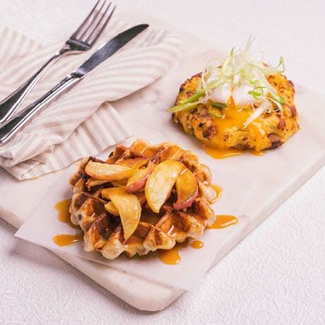 Cinnamon Brioche Waffle & Savoury Potato Stack