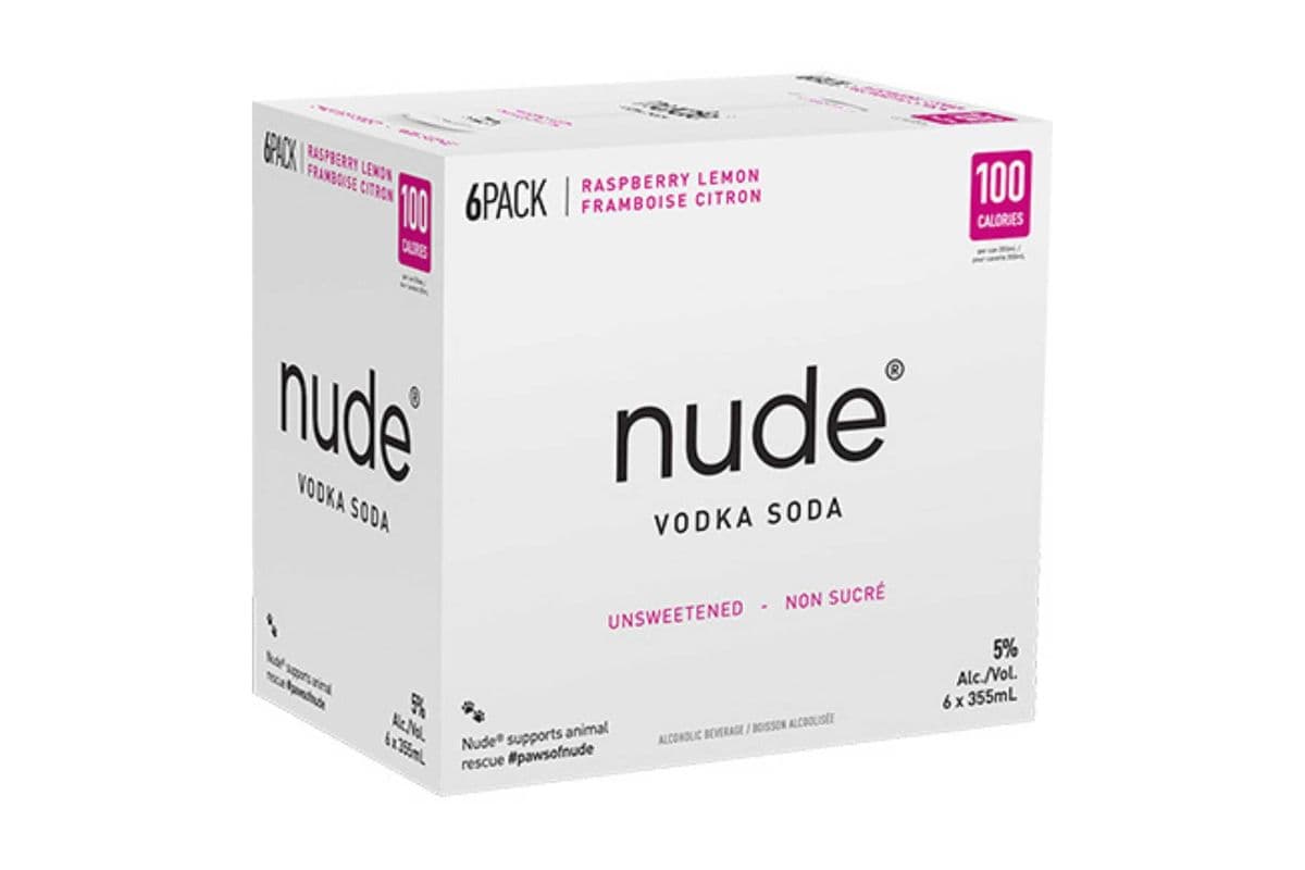 Nude Vodka Soda Raspberry Lemon (6 Cans) (6 x 355ml)
