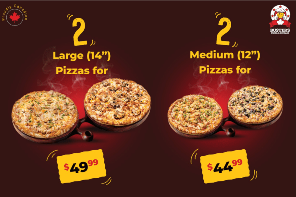 2 Medium 12" Pizzas
