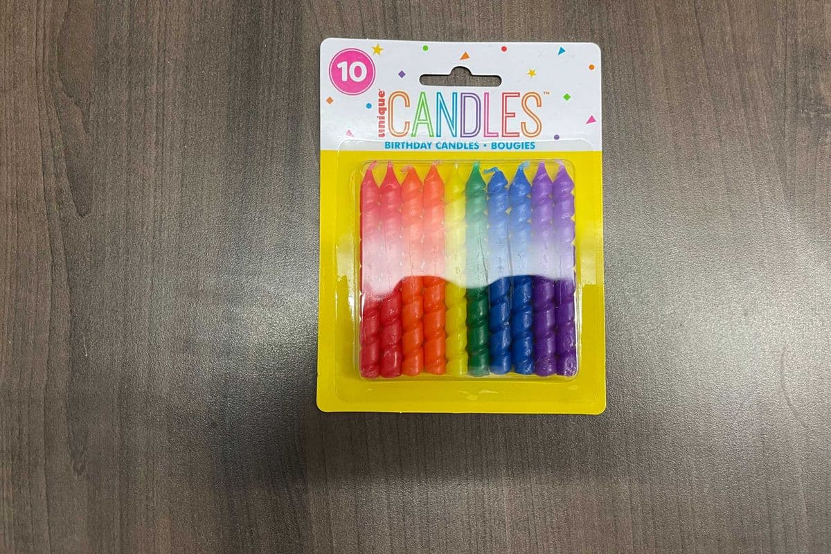 Candle Bday Rainbow Spiral 10pk