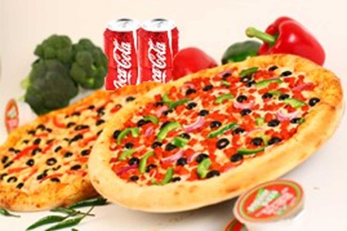 Two Small Pizzas with Drinks and Dipping Sauces