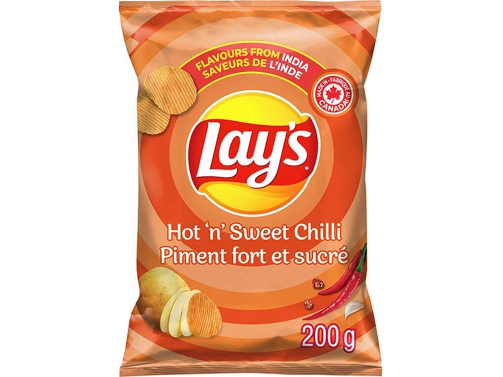 Lays Hot and Sweet Chili Flavors From India Ridged Potato Chips 200g