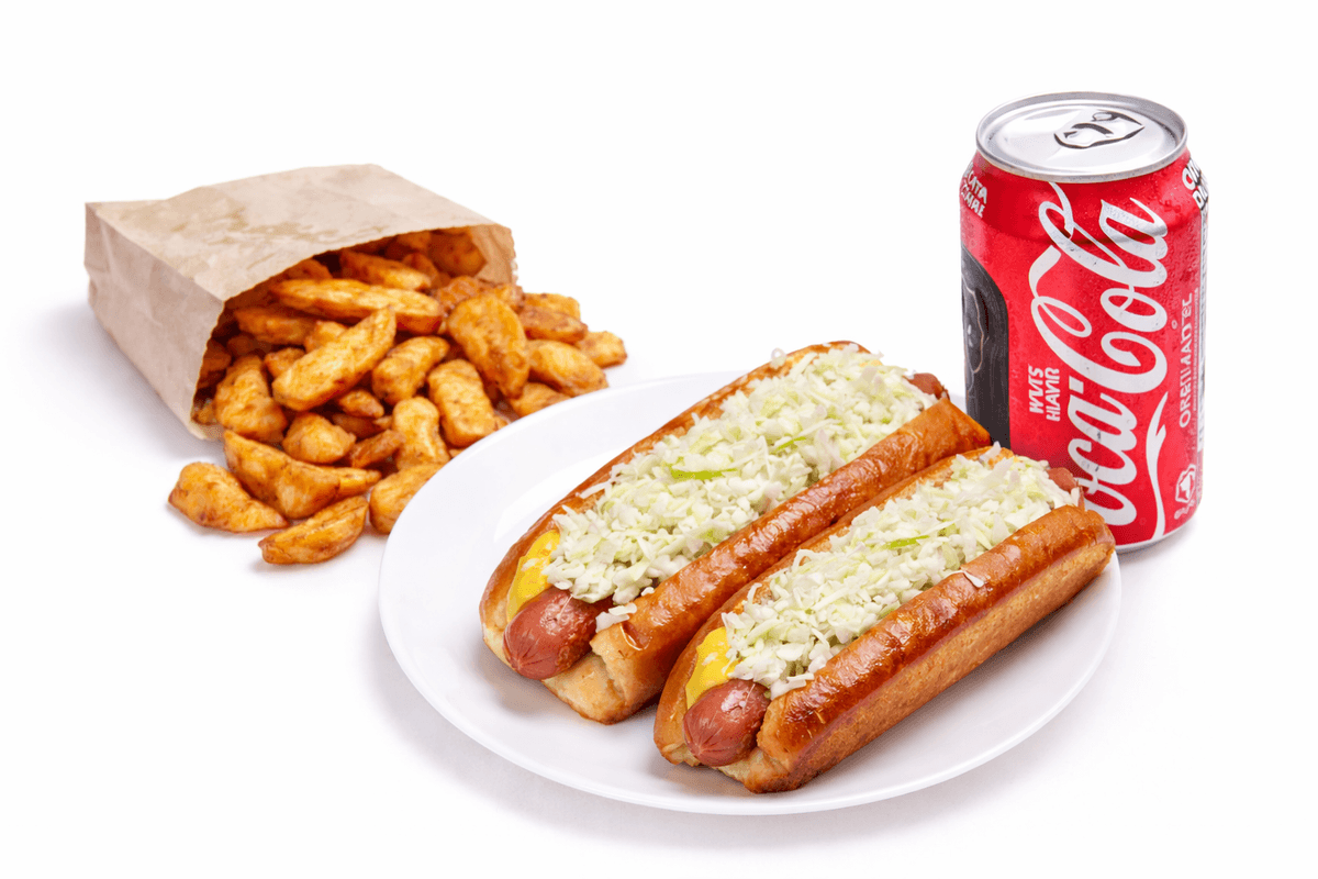 2 Hot-Dog Toasté, Frite et Boisson