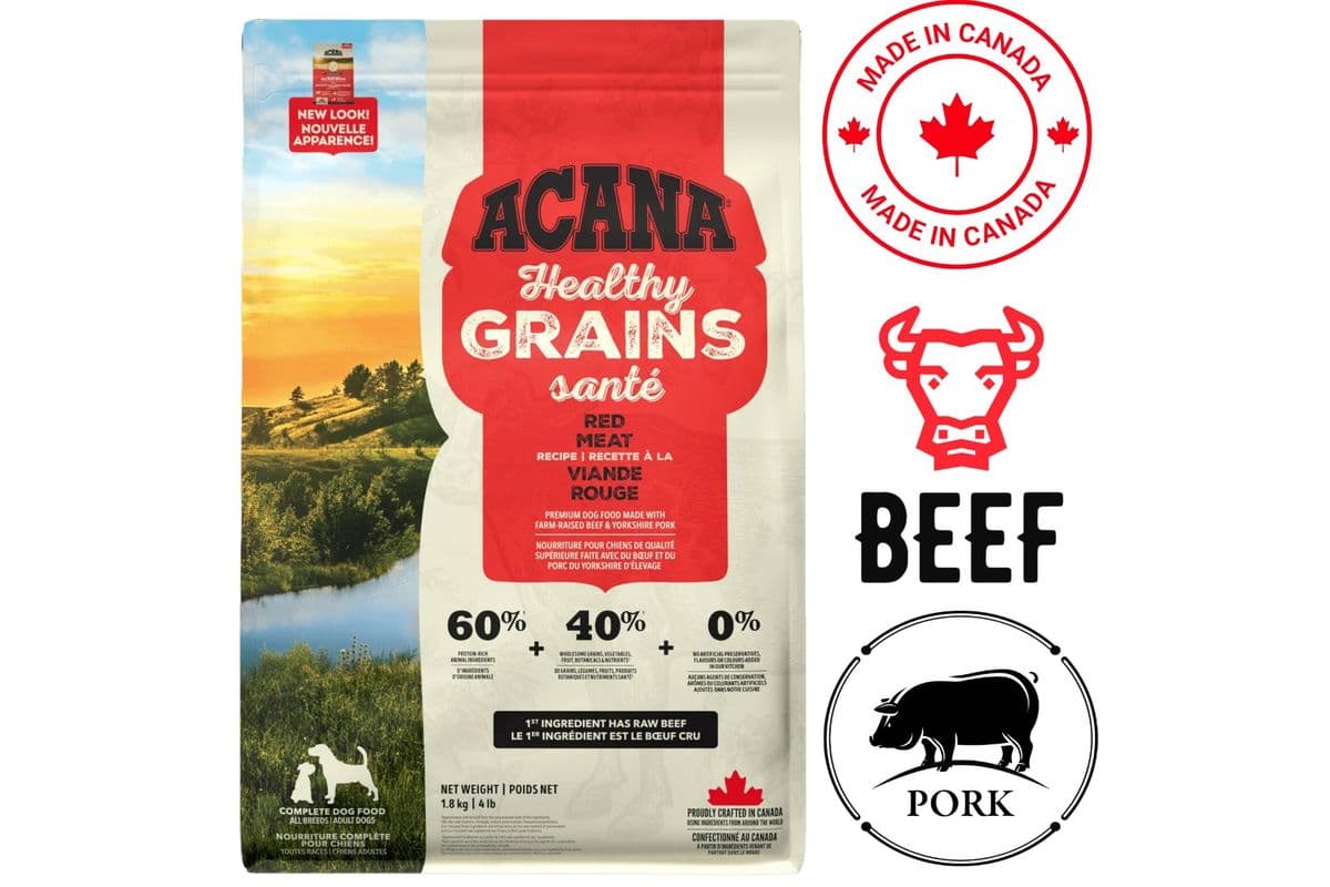 Acana Healthy Grains Ranch Raised Red Meat Dry Dog Food (4 lb)