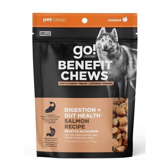 Petcurean Go! Benefit Chews Digestion + Gut Health Soft & Chewy Treats Salmon Recipe Dog 170g