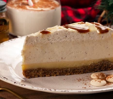 Bayside Buttered Rum Caramel Eggnog Cheesecake