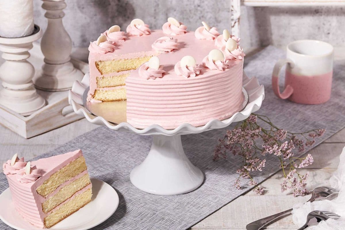 Vanilla Cake with Strawberry Buttercream 9"
