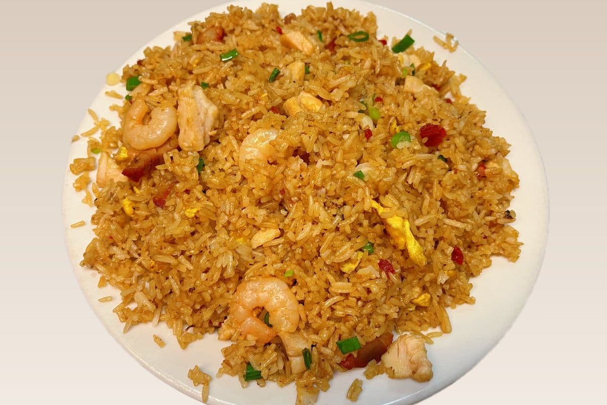 House Fried Rice with Chicken, BBQ Pork, and Shrimp