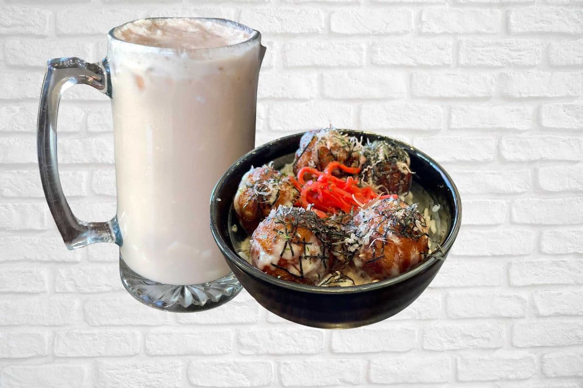 Takoyaki Don and Drink combo