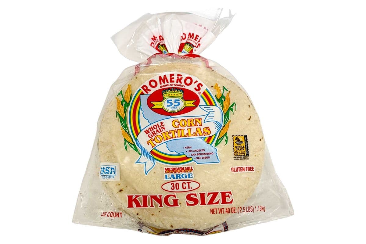 Tortillas Romero White / Blancas King Size (30 ct) (1.13 kg) (6.2”) Gluten Free