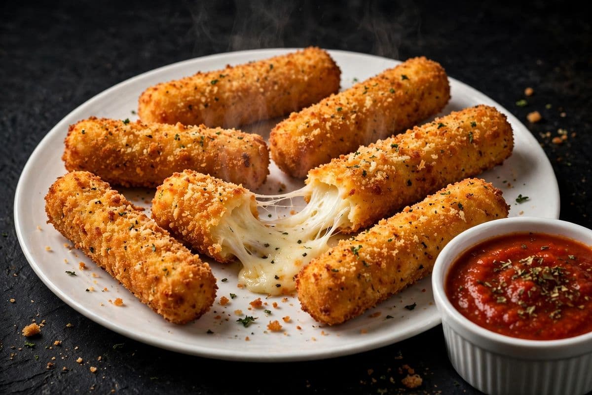 Bâtonnets de fromage servi avec la sauce marinara