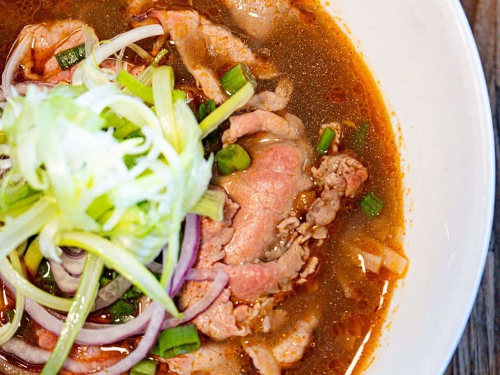 SOUTHEASTERN ASIA SATE BEEF OR CHICKEN NOODLE SOUP