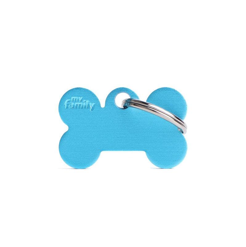 MyFamily Light Blue Aluminum Bone Engraved Tag