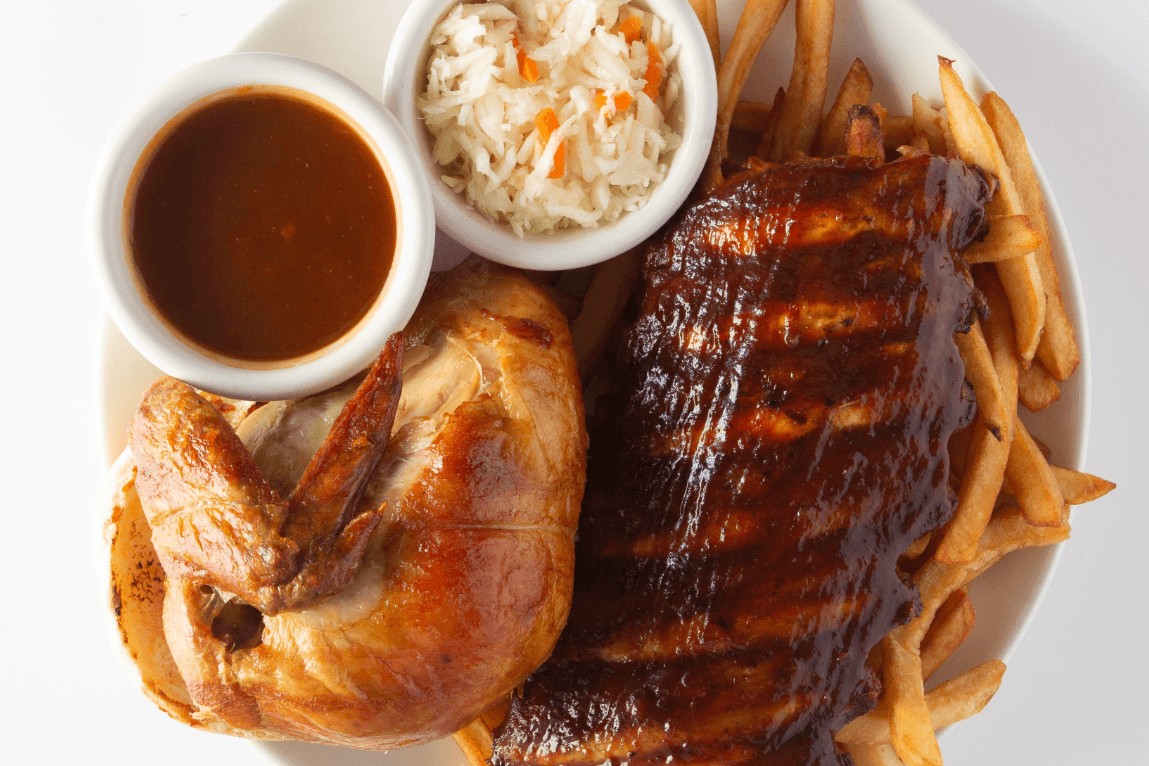 Demi-côtes levées avec une poitrine de poulet/ Half ribs with chicken breast